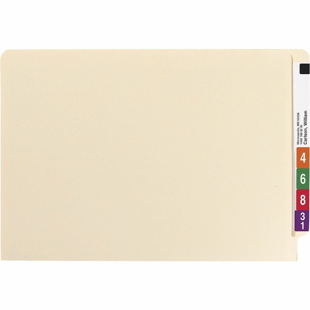 Smead Straight Tab Cut Legal Recycled Fastener Folder - 8 1/2" x 14" - 3/4" Expansion - 2 x 2B Fastener - 2" for Folder - End Tab Location - 11 pt. - 2 Plys - Manila - Embossed - 10% Recycled - 50 / B. Picture 3