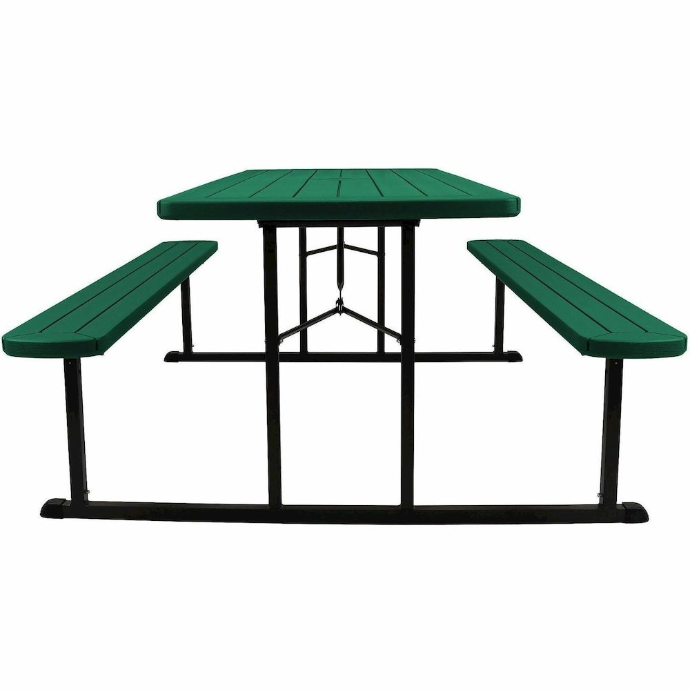 National Public Seating Folding Picnic Tables - Green, Textured, Wood Grain Top - 8 Seating Capacity - 1800 lb Capacity x 32" Table Top Depth x 1.60" Table Top Thickness - 29.50" Height x 72" Width x . Picture 3