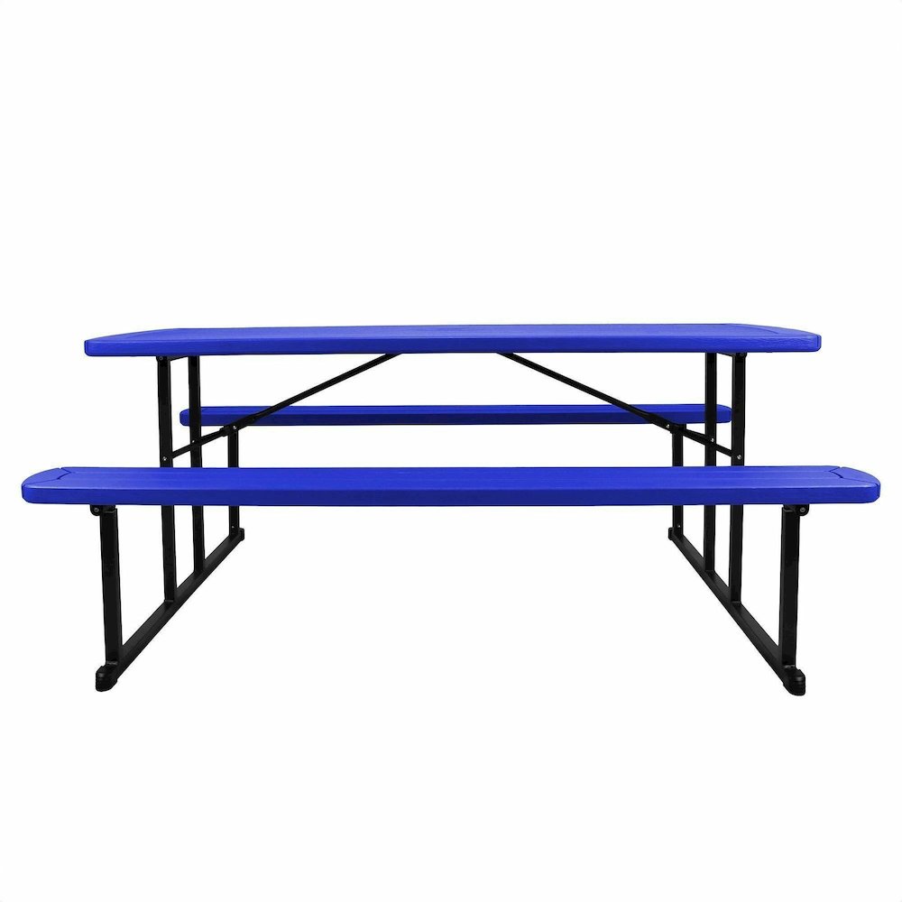 National Public Seating Folding Picnic Tables - Blue, Textured, Wood Grain Top - 8 Seating Capacity - 1800 lb Capacity x 32" Table Top Depth x 1.60" Table Top Thickness - 29.50" Height x 72" Width x 5. Picture 3