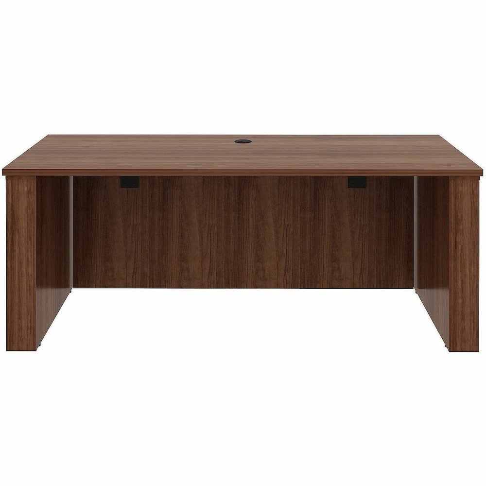 Lorell Essentials 72" Sit-to-Stand Desk Shell - 49" Height x 72" Width x 29" Depth, 1" Thickness Top - Finish: Walnut, Laminate - Walnut, Laminate Table Top - Laminated, Cam Lock, Durable, Grommet, Co. Picture 5