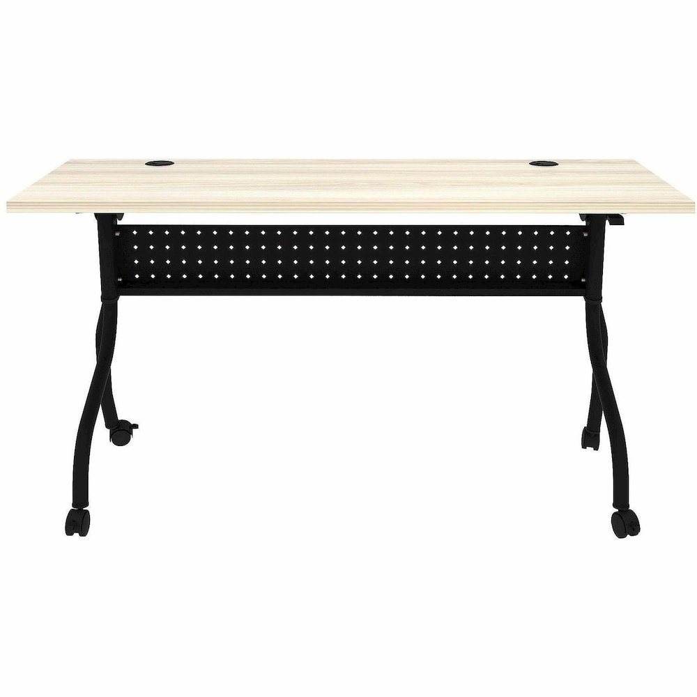 Lorell Modern Elm/Black Flip-Up Training Tables - Melamine Top - Black Four Leg Base - 4 Legs - 60" Table Top Width x 23.60" Table Top Depth - 29.50" Height - Training - Assembly Required - Modern Elm. Picture 5