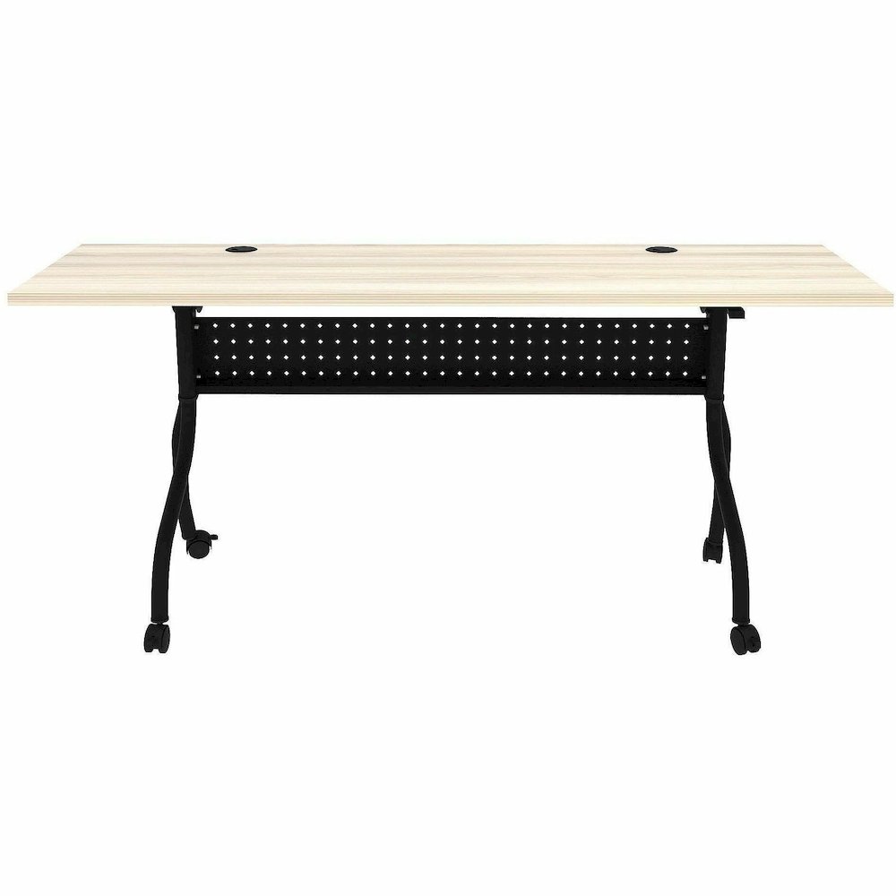 Lorell Modern Elm/Black Flip-Up Training Tables - Melamine Top - Black Four Leg Base - 4 Legs - 72" Table Top Width x 23.60" Table Top Depth - 29.50" Height - Training - Assembly Required - Modern Elm. Picture 5