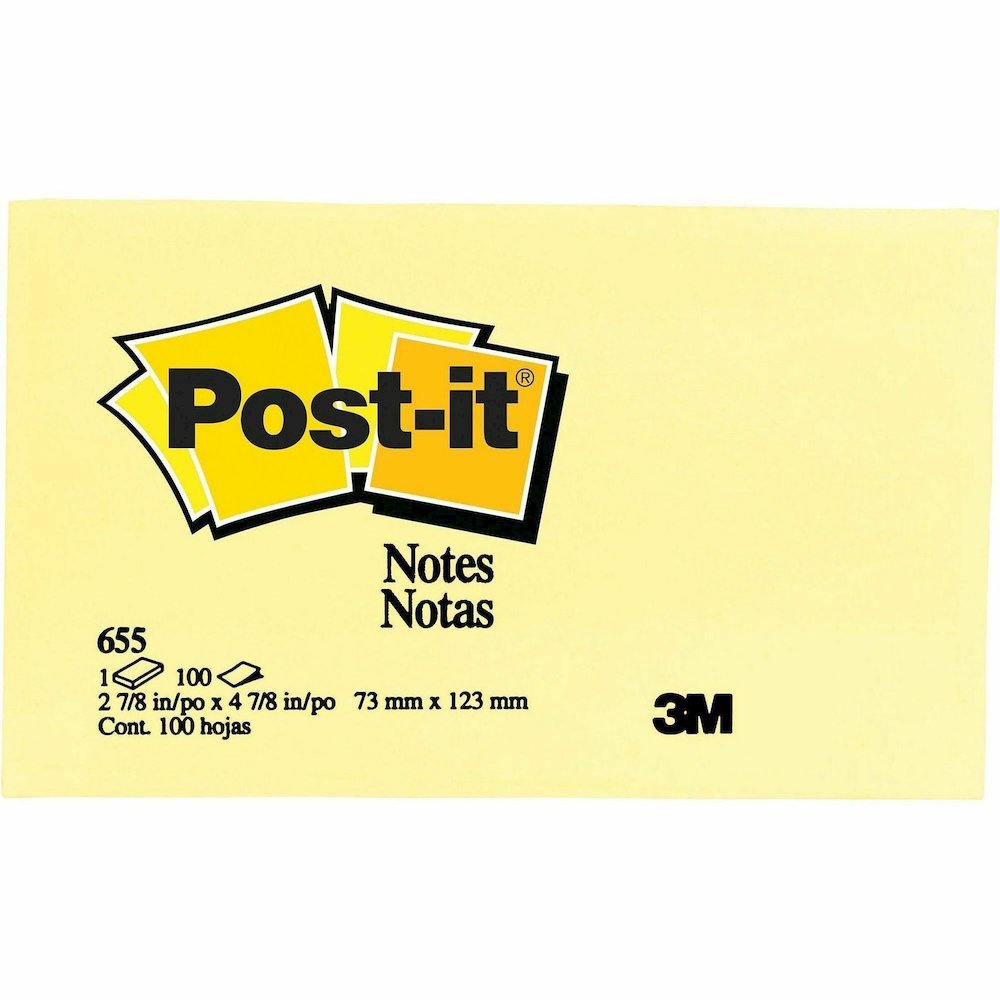 Post-it&reg; Notes Original Notepads - 3" Flag/Note Width x 5" Flag/Note Length - Rectangle - 100 Sheets per Pad - Unruled - Canary Yellow - Paper - Self-adhesive, Repositionable - No - 12 / Pack. Picture 3