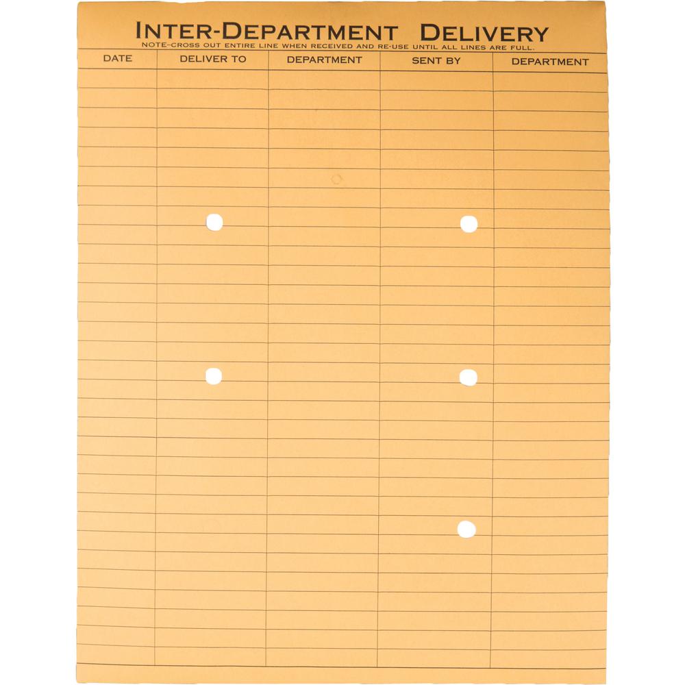 Quality Park 10 x 13 Inter-Departmental Envelopes - Inter-department - 10" Width x 13" Length - 28 lb - String/Button - Brown Kraft - Kraft - 100 / Box. Picture 2