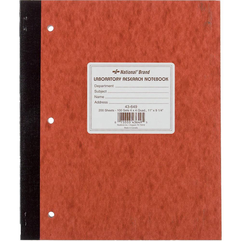 Rediform Laboratory Research Notebook - 200 Sheets - Sewn - 9 1/4" x 11" Sheet Size - Brown Paper - Brown Pressboard Cover - Micro Perforated, Numbered, Perforated, Punched - 1 Each. Picture 4