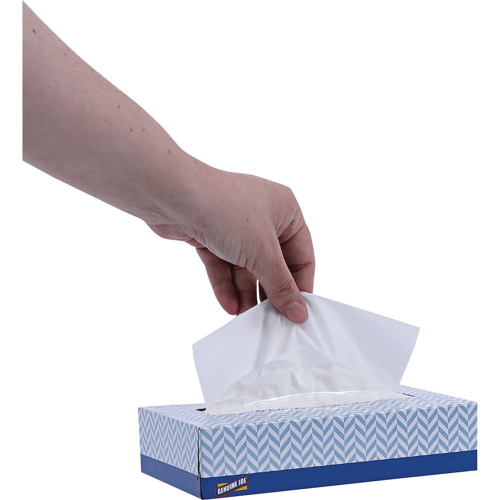 Genuine Joe Facial Tissue - 2 Ply - WhiteBox - 100/Box - 30 / Carton. Picture 3