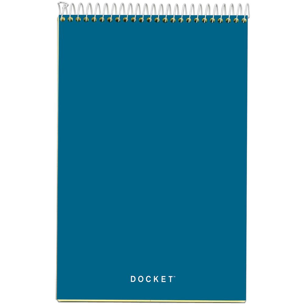 TOPS Docket Steno Book - 100 Sheets - Coilock - 6" x 9" - Canary Paper - Forest GreenChipboard Cover - Perforated, Hard Cover, Rigid - 1 Each. Picture 5