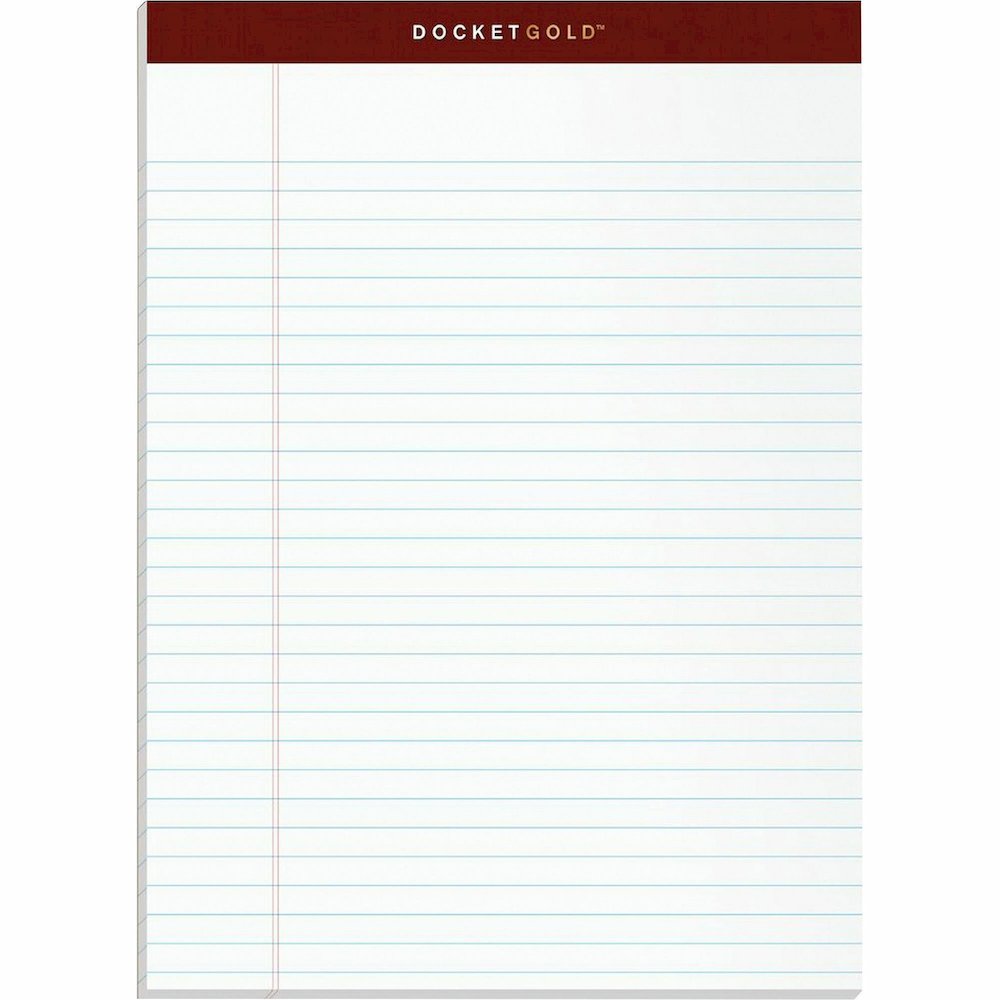 TOPS Docket Gold Legal Ruled White Legal Pads - 50 Sheets - Double Stitched - 0.34" Ruled - 20 lb Basis Weight - 8 1/2" x 11 3/4" Sheet Size - White Paper - Burgundy Binding - Perforated, Hard Cover, . Picture 4