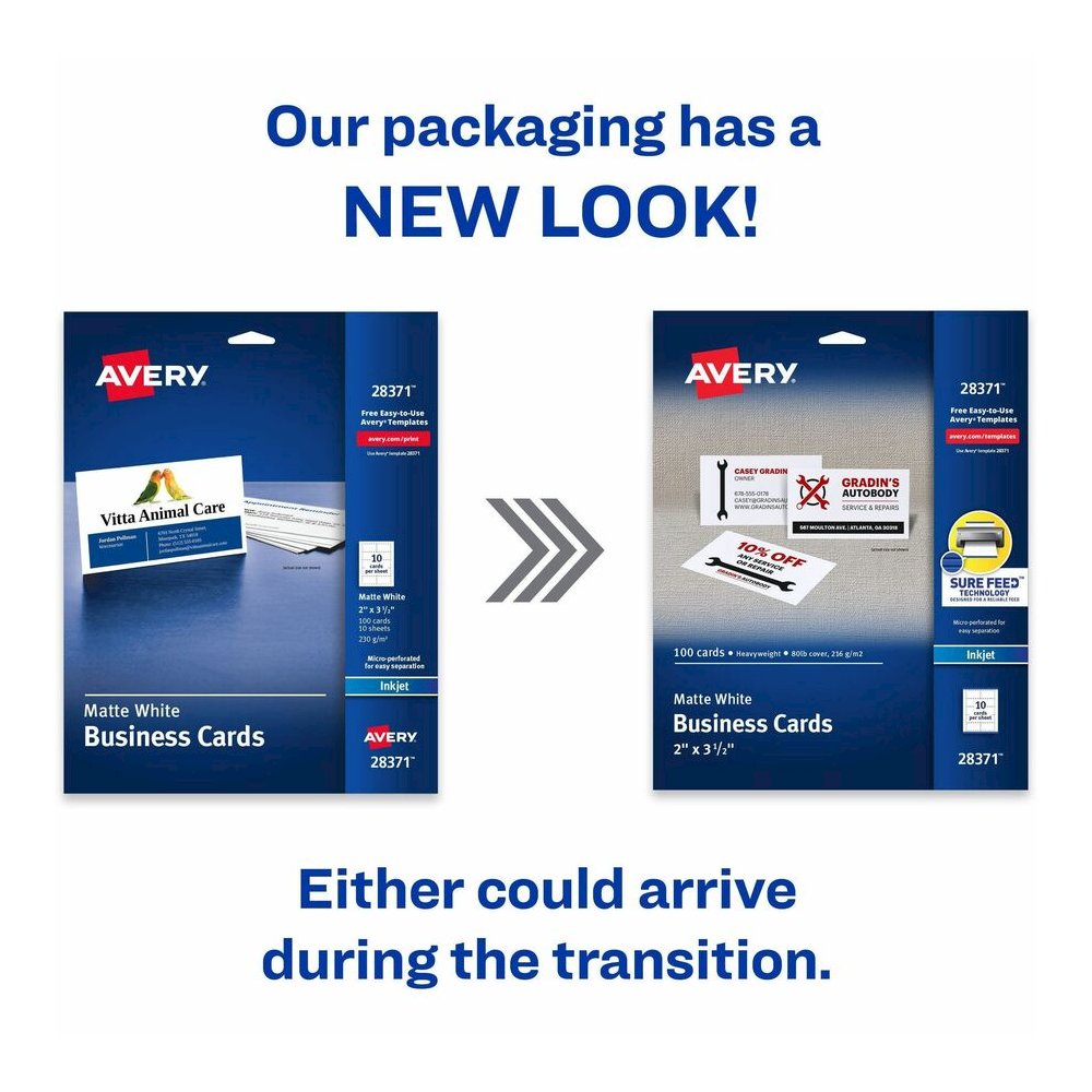 Avery&reg; Printable Business Cards with SureFeed - 97 Brightness - 8 1/2" x 11" - 80 lb Basis Weight - 216 g/m² Grammage - Matte - Perforated, Smooth Edge, Recyclable, Biodegradable, Uncoated, P. Picture 2