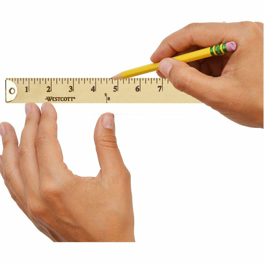 Westcott Wood Yardstick - 36" Length 1" Width - 1/8 Graduations - Imperial Measuring System - Wood - 1 Each - Blue. Picture 8