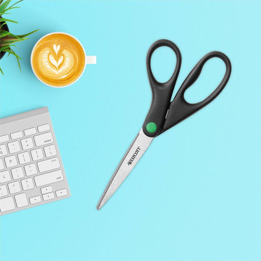 Westcott Kleenearth Scissors - 3.25" Cutting Length - 8" Overall Length - Straight-left/right - Stainless Steel - Pointed Tip - Black - 1 Each. Picture 7