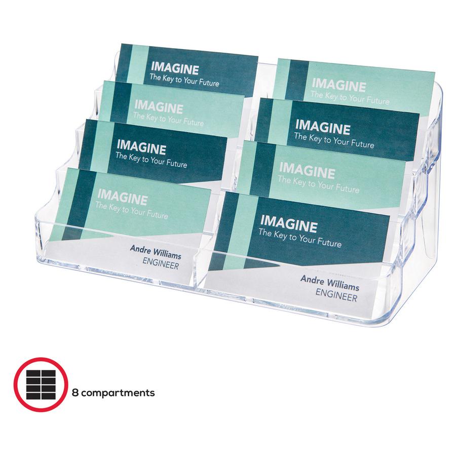Deflecto Business Card Holder - 0.4" x 7.9" x 3.5" x - Acrylic - 1 Each - Clear. Picture 7