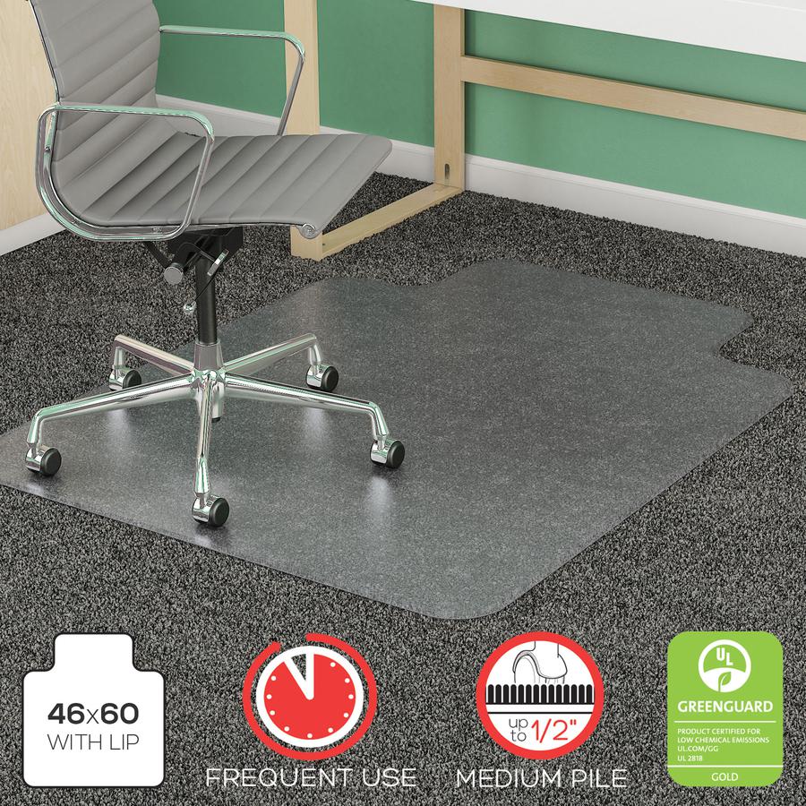 Deflecto SuperMat for Carpet - Carpeted Floor - 60" Length x 46" Width x 0.750" Thickness - Lip Size 12" Length x 25" Width - Vinyl - Clear - 1Each. Picture 9