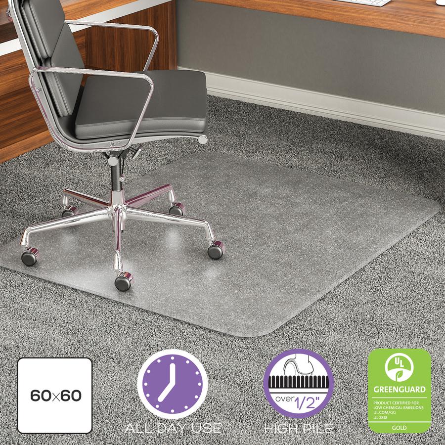 Deflecto ExecuMat for Carpet - Carpeted Floor - 60" Length x 60" Width x 0.333" Thickness - Vinyl - Clear - 1Each. Picture 8