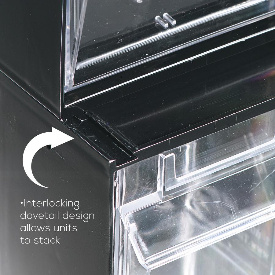 Deflecto Tilt Bin Interlocking Multi-Bin Storage Organizer - 4 Compartment(s) - 8.1" Height x 23.6" Width x 6.6" Depth - Interlockable - Black - Plastic - 1 Each. Picture 9