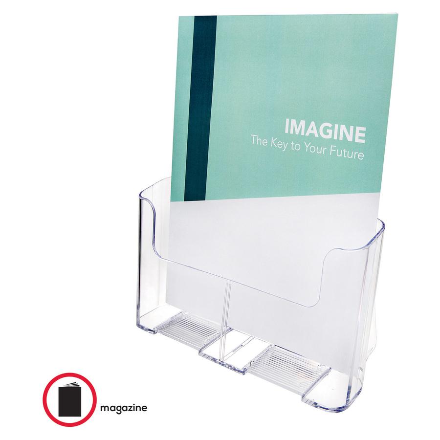 Deflecto Single Compartment DocuHolder - 1 Pocket(s) - 10.8" Height x 9.3" Width x 3.8" DepthDesktop - Magazine Size - Clear - Plastic - 1 Each. Picture 7