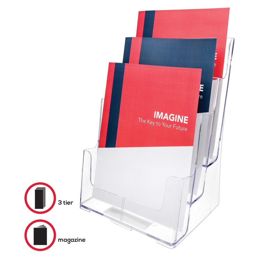 Deflecto Multi-Compartment DocuHolder - 3 Compartment(s) - 3 Tier(s) - 12.6" Height x 9.5" Width x 6.3" DepthDesktop - Magazine Size - Clear - Plastic - 1 Each. Picture 6