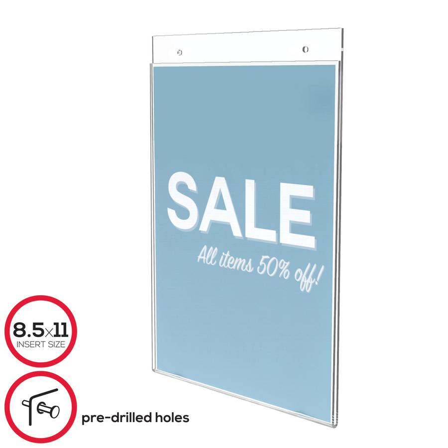Deflecto Classic Image Wall Mount Sign Holder - 8.5" Width x 11" Height - Wall Mountable - Plastic - Clear - 1 Each. Picture 10