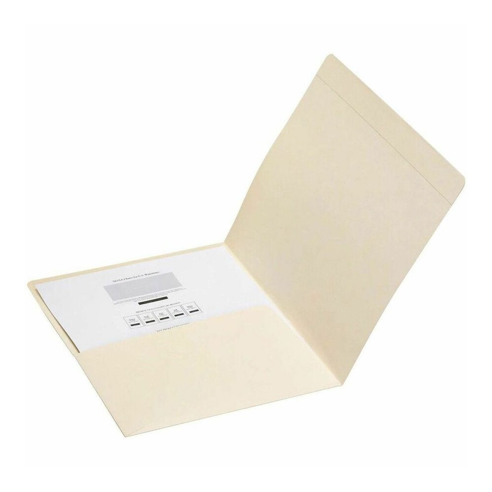 Smead Straight Tab Cut Letter Recycled Top Tab File Folder - 8 1/2" x 11" - Internal Pocket - 11 pt. - 2 Plys - Manila - Reinforced, Heavyweight - 10% Recycled - 50 / Box. Picture 4