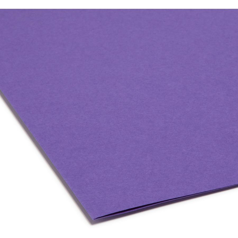 Smead Colored 1/3 Tab Cut Letter Recycled Top Tab File Folder - 8 1/2" x 11" - 3/4" Expansion - Top Tab Location - Assorted Position Tab Position - Purple - 10% Recycled - 100 / Box. Picture 7