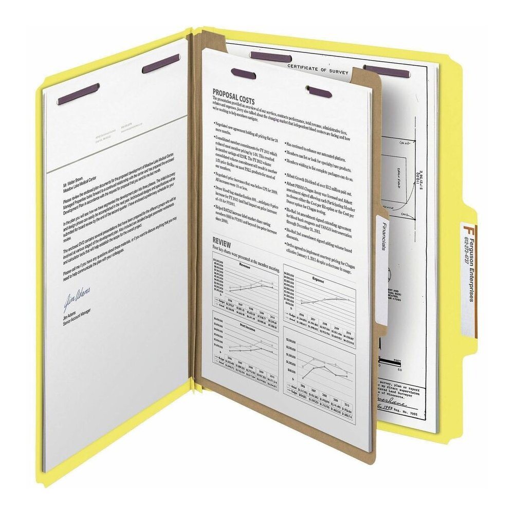 Smead SafeSHIELD 2/5 Tab Cut Letter Recycled Classification Folder - 8 1/2" x 11" - 2" Expansion - 2 x 2S Fastener - 2" for Folder - Top Tab Location - Right of Center Tab Position - 1 Divider - 25 pt. Picture 7
