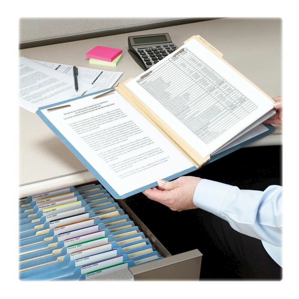 Smead Colored 2/5 Tab Cut Letter Recycled Classification Folder - 8 1/2" x 11" - 2" Expansion - 2 x 2B Fastener - 2" for Folder - Top Tab Location - Right of Center Tab Position - 2 Divider - 14 pt. -. Picture 6