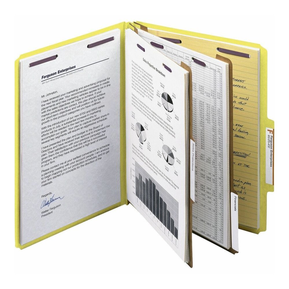 Smead SafeSHIELD 2/5 Tab Cut Letter Recycled Classification Folder - 8 1/2" x 11" - 2" Expansion - 2 x 2S Fastener - 2" for Folder - Top Tab Location - Right of Center Tab Position - 2 Divider - 25 pt. Picture 7