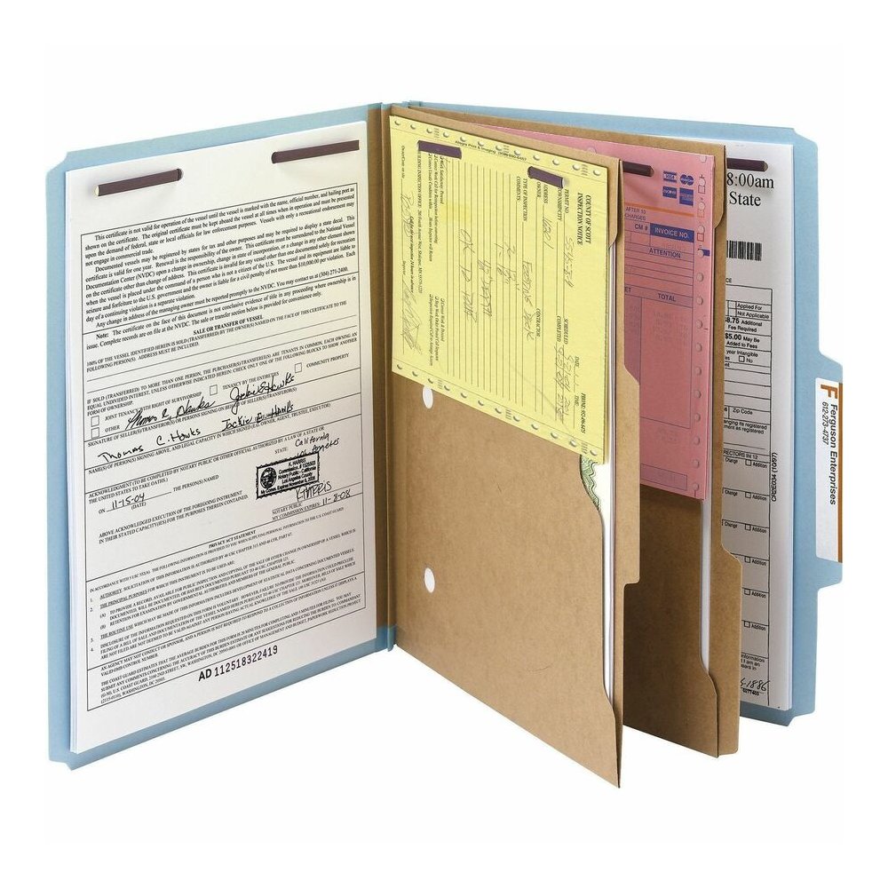 Smead SafeSHIELD 2/5 Tab Cut Letter Recycled Classification Folder - 8 1/2" x 11" - 2" Expansion - 2 x 2S Fastener - 2" for Folder - 2 Pocket - Top Tab Location - Right of Center Tab Position - 2 Divi. Picture 7