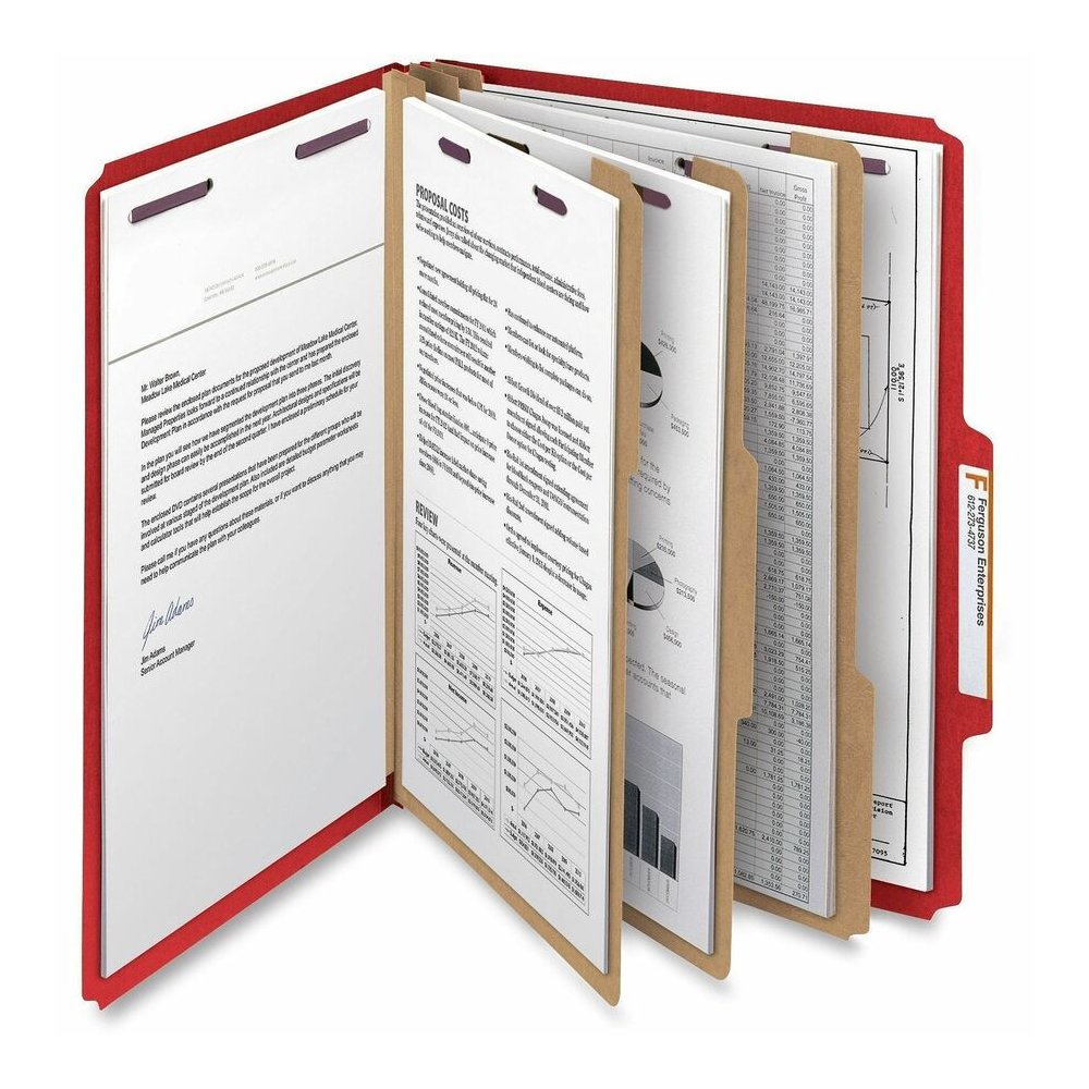 Smead SafeSHIELD 2/5 Tab Cut Letter Recycled Classification Folder - 8 1/2" x 11" - 3" Expansion - 2 x 2S Fastener - 2" for Folder - Top Tab Location - Right of Center Tab Position - 3 Divider - 25 pt. Picture 7