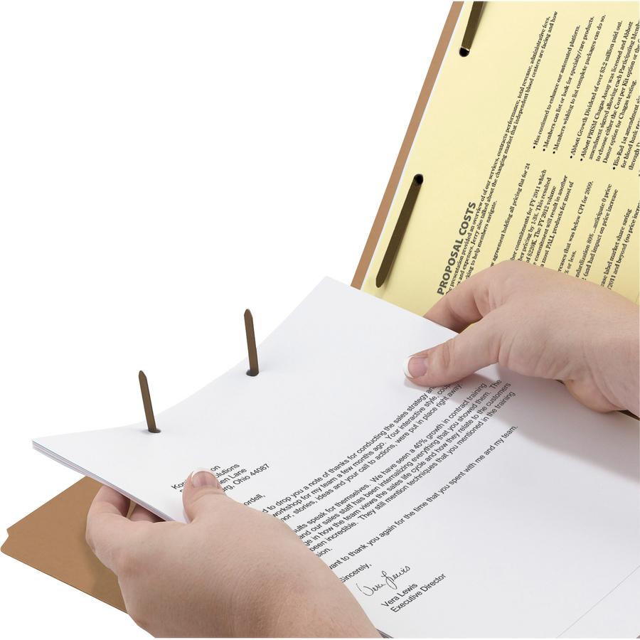 Smead Straight Tab Cut Letter Recycled Fastener Folder - 8 1/2" x 11" - 3/4" Expansion - 1 x 2K Fastener(s) - 2" Fastener Capacity for Folder - Top Tab Location - Assorted Position Tab Position - Kraf. Picture 9
