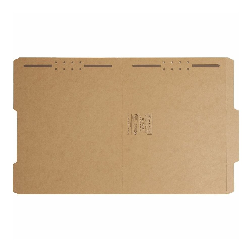 Smead 2/5 Tab Cut Letter Recycled Fastener Folder - 8 1/2" x 11" - 3/4" Expansion - 2 x 2K Fastener - 2" for Folder - Top Tab Location - Right of Center Tab Position - 11 pt. - 2 Plys - Kraft - Reinfo. Picture 4