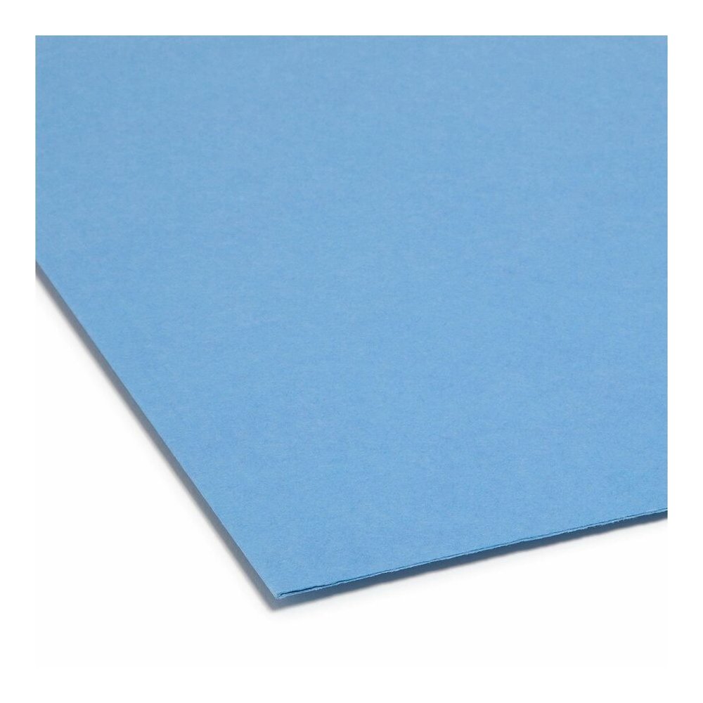 Smead Colored 1/3 Tab Cut Legal Recycled Top Tab File Folder - 8 1/2" x 14" - 3/4" Expansion - Top Tab Location - Assorted Tab Position - 11 pt. - 2 Plys - Blue - Reinforced - 10% Recycled - 100 / Box. Picture 2