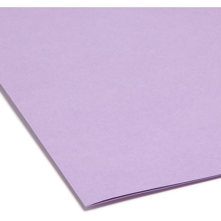 Smead Colored 1/3 Tab Cut Legal Recycled Top Tab File Folder - 8 1/2" x 14" - 3/4" Expansion - Top Tab Location - Assorted Position Tab Position - Lavender - 10% Recycled - 100 / Box. Picture 7