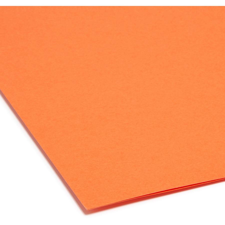 Smead Colored 1/3 Tab Cut Legal Recycled Top Tab File Folder - 8 1/2" x 14" - 3/4" Expansion - Top Tab Location - Assorted Position Tab Position - Orange - 10% Recycled - 100 / Box. Picture 7