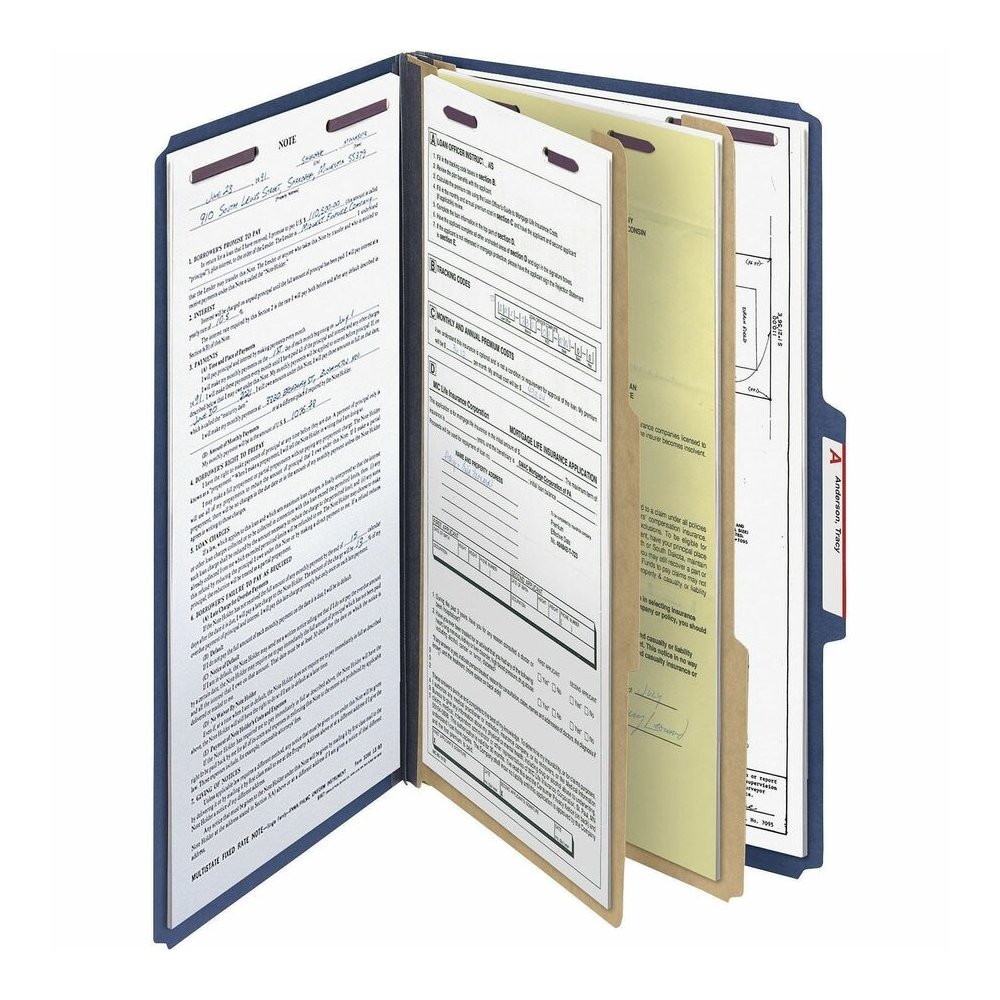 Smead SafeSHIELD 2/5 Tab Cut Legal Yes Classification Folder - 8 1/2" x 14" - 2" Expansion - 2 x 2S Fastener - 2" for Folder - Top Tab Location - Right of Center Tab Position - 2 Divider - 25 pt. - Pr. Picture 6