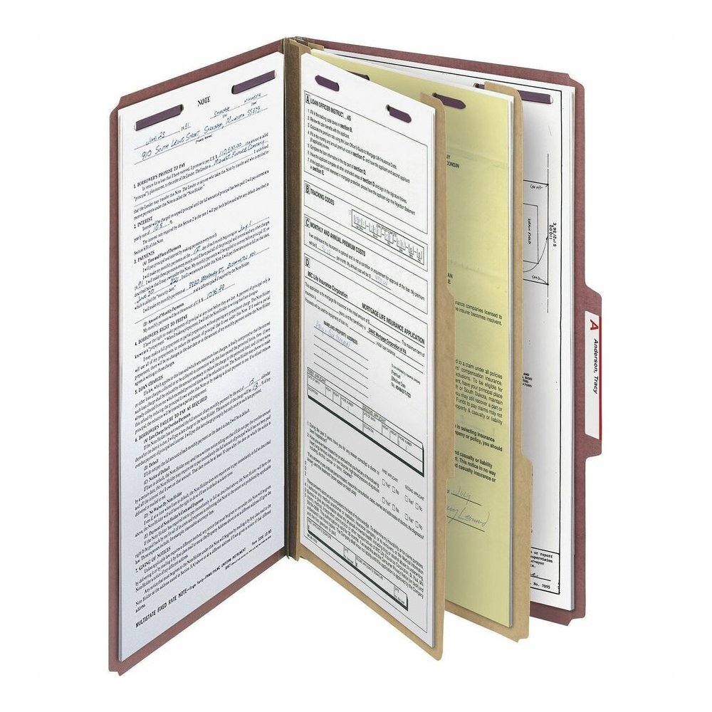 Smead SafeSHIELD 2/5 Tab Cut Legal Recycled Classification Folder - 8 1/2" x 14" - 2" Expansion - 2 x 2S Fastener - 2" for Folder - Top Tab Location - Right of Center Tab Position - 2 Divider - 25 pt.. Picture 4