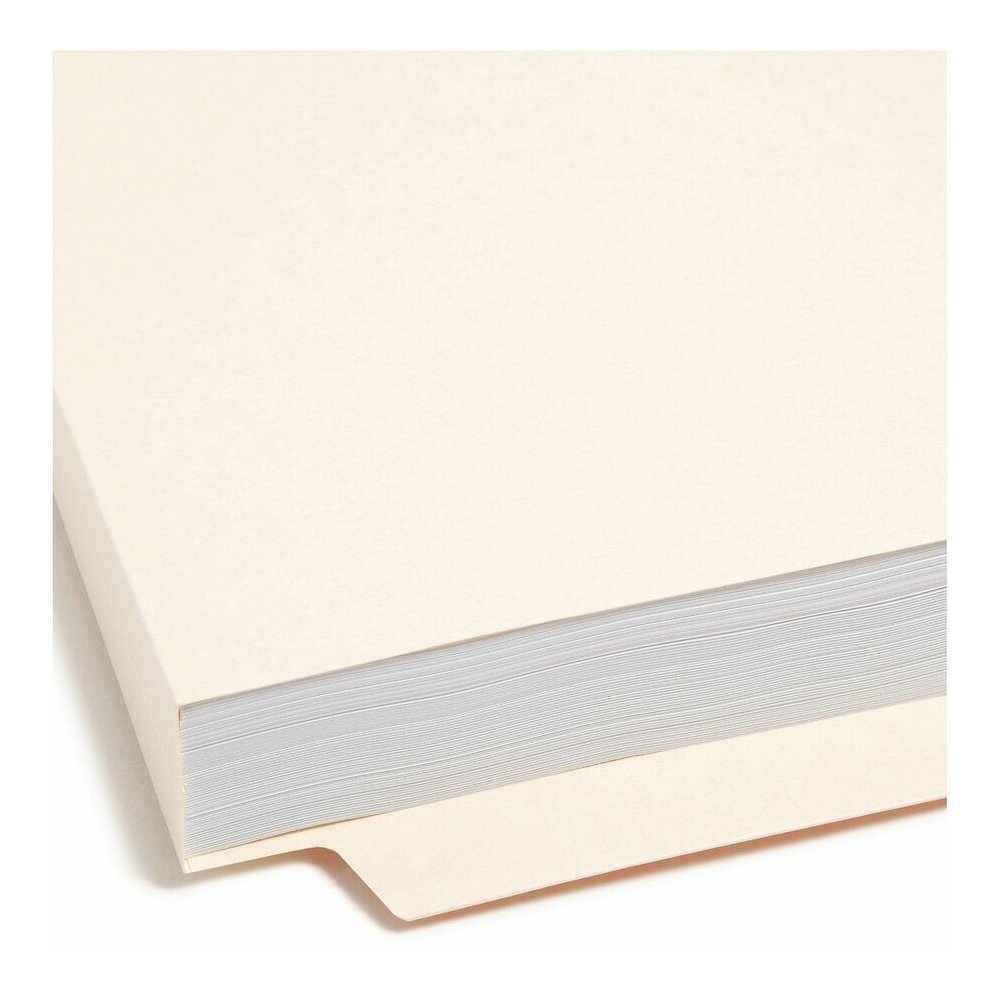 Smead Straight Tab Cut Letter Recycled End Tab File Folder - 8 1/2" x 11" - 1 1/2" Expansion - 14 pt. - 2 Plys - Manila - Reinforced, Embossed - 10% Recycled - 50 / Box. Picture 6