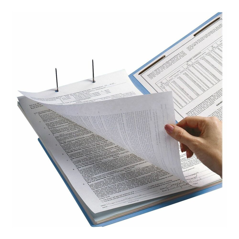 Smead Shelf-Master Straight Tab Cut Letter Recycled Fastener Folder - 8 1/2" x 11" - 3/4" Expansion - 2 x 2B Fastener - 2" for Folder - End Tab Location - 11 pt. - 2 Plys - Blue - 10% Recycled - 50 / . Picture 7