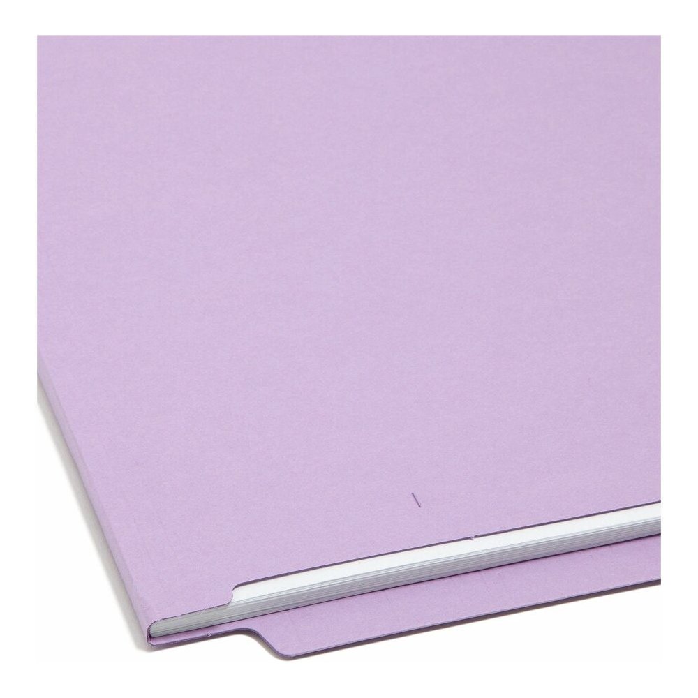 Smead Shelf-Master Straight Tab Cut Letter Recycled End Tab File Folder - 8 1/2" x 11" - 3/4" Expansion - 11 pt. - 2 Plys - Lavender - Heavy Duty, Reinforced Tab - 10% Recycled - 100 / Box. Picture 4