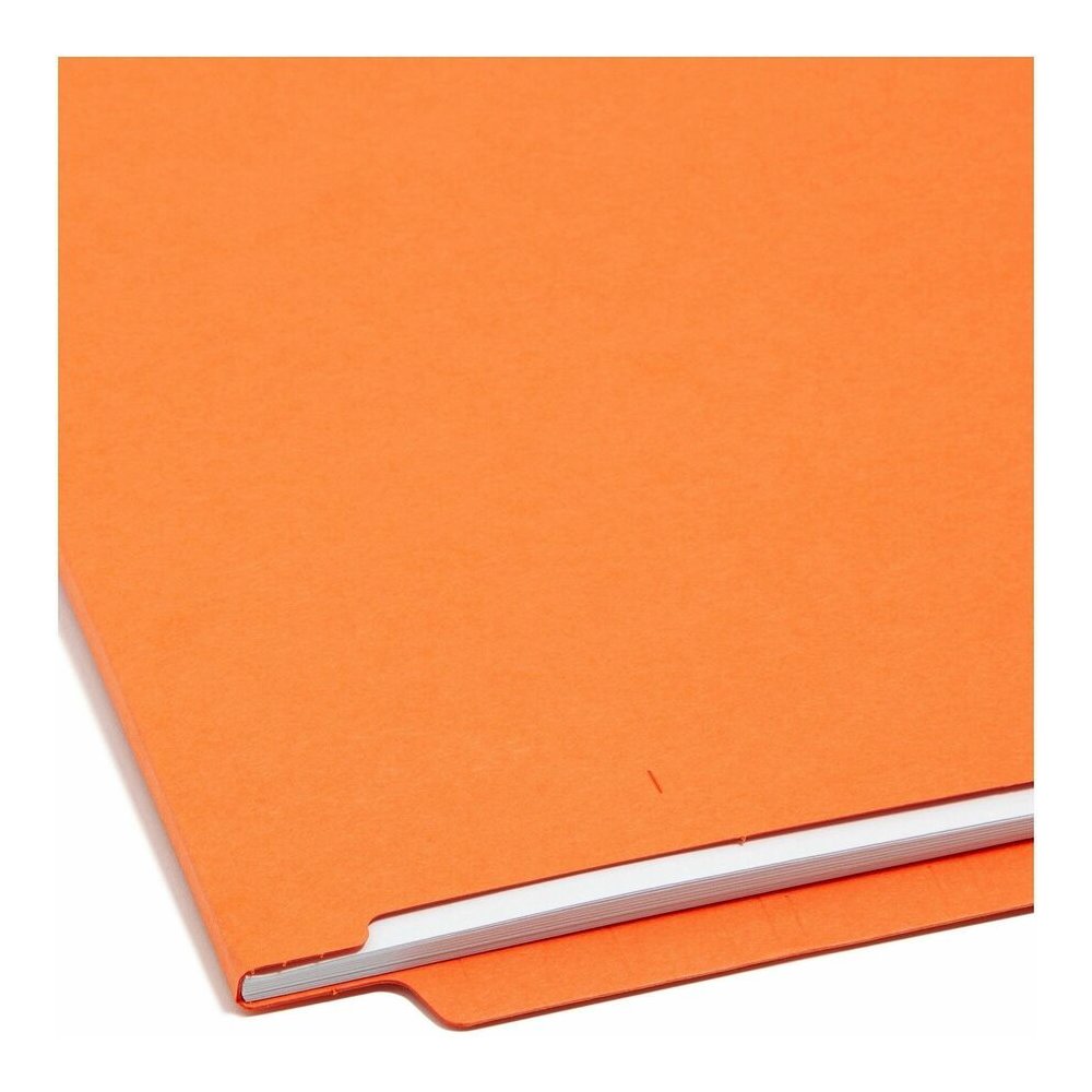 Smead Shelf-Master Straight Tab Cut Letter Recycled End Tab File Folder - 8 1/2" x 11" - 3/4" Expansion - 11 pt. - 2 Plys - Orange - Heavy Duty, Reinforced Tab - 10% Recycled - 100 / Box. Picture 4