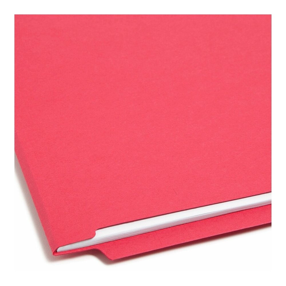 Smead Shelf-Master Straight Tab Cut Letter Recycled Fastener Folder - 8 1/2" x 11" - 3/4" Expansion - 2 x 2B Fastener - 2" for Folder - End Tab Location - 11 pt. - 2 Plys - Red - Heavyweight - 10% Rec. Picture 4