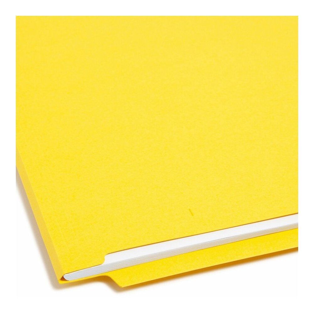 Smead Colored Straight Tab Cut Letter Recycled End Tab File Folder - 8 1/2" x 11" - 3/4" Expansion - 11 pt. - 2 Plys - Yellow - Heavy Duty, Reinforced Tab - 10% Recycled - 100 / Box. Picture 6