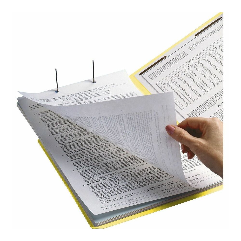 Smead Colored Straight Tab Cut Letter Recycled Fastener Folder - 8 1/2" x 11" - 3/4" Expansion - 2 x 2B Fastener - 2" for Folder - End Tab Location - 11 pt. - 2 Plys - Yellow - Heavyweight - 10% Recyc. Picture 4