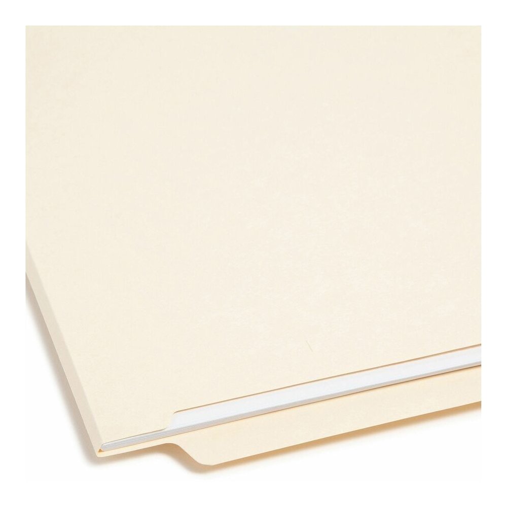 Smead Straight Tab Cut Legal Recycled End Tab File Folder - 8 1/2" x 14" - 3/4" Expansion - 11 pt. - 2 Plys - Manila - Reinforced Tab, Embossed - 10% Recycled - 100 / Box. Picture 4