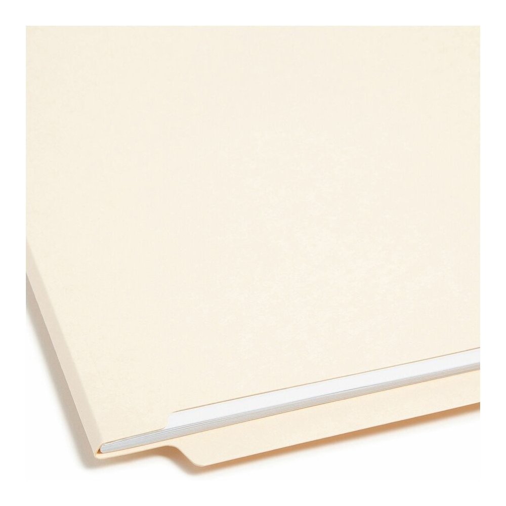 Smead Straight Tab Cut Letter Recycled Fastener Folder - 8 1/2" x 11" - 3/4" Expansion - 1 x 2B Fastener - 2" for Folder - End Tab Location - 11 pt. - 2 Plys - Manila - Reinforced Tab, Embossed - 10% . Picture 4