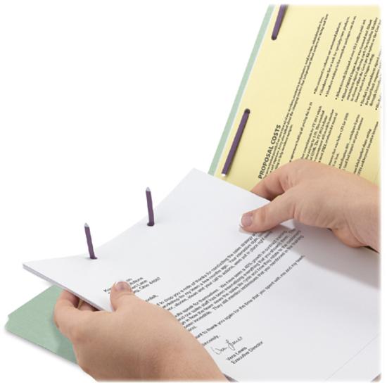 Smead Letter Recycled Fastener Folder - 8 1/2" x 11" - 3" Expansion - 2 x 2S Fastener(s) - 2" Fastener Capacity for Folder - End Tab Location - Pressboard - Gray, Green - 100% Recycled - 25 / Box. Picture 3