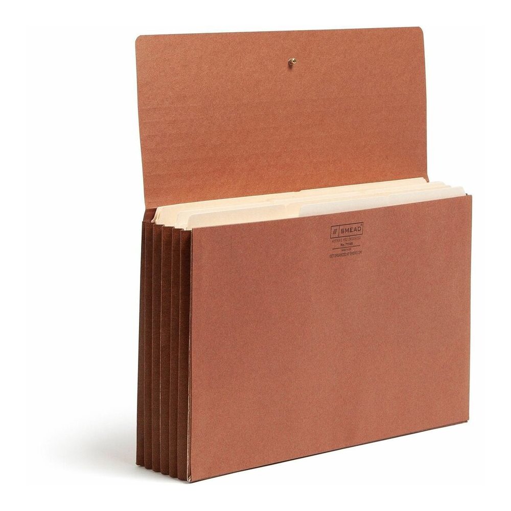 Smead Legal Recycled File Wallet - 8 1/2" x 14" - 5 1/4" Expansion - End Tab Location - 12.5 pt. - Redrope - Flap, Tear Resistant, Rounded Corner, Reinforced Gusset - 30% Recycled - 10 / Box. Picture 6