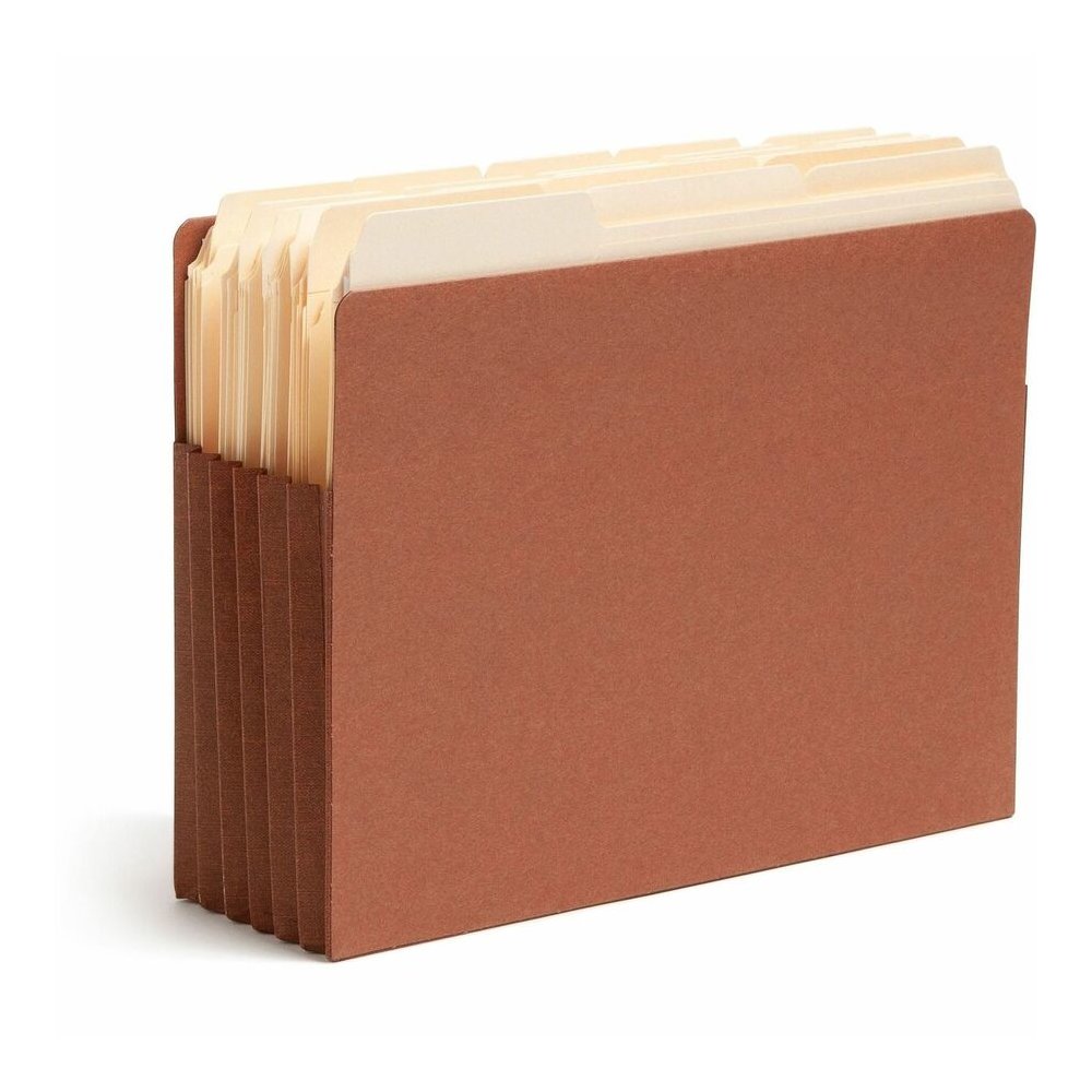 Smead TUFF Straight Tab Cut Letter Recycled File Pocket - 8 1/2" x 11" - 5 1/4" Expansion - 16.5 pt. - 2 Plys - Redrope - Rip Resistant, Tear Resistant, Reinforced Tab, Heavyweight Cover - 30% Recycle. Picture 2