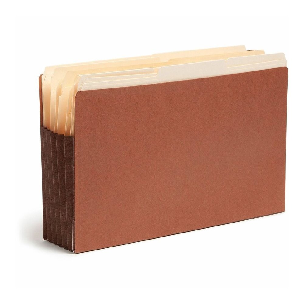 Smead Straight Tab Cut Legal Recycled File Pocket - 8 1/2" x 14" - 5 1/4" Expansion - End Tab Location - 12.5 pt. - 2 Plys - Dark Brown - Embossed - 30% Recycled - 10 / Box. Picture 4