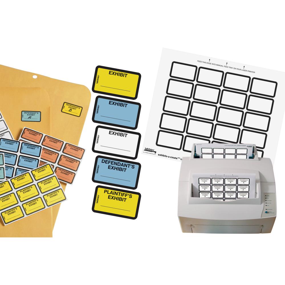 Tabbies Legal Exhibits-U-Create 1" Labels - 1 5/8" Width x 1" Length - Laser - White - 20 / Sheet - 240 / Pack. Picture 4